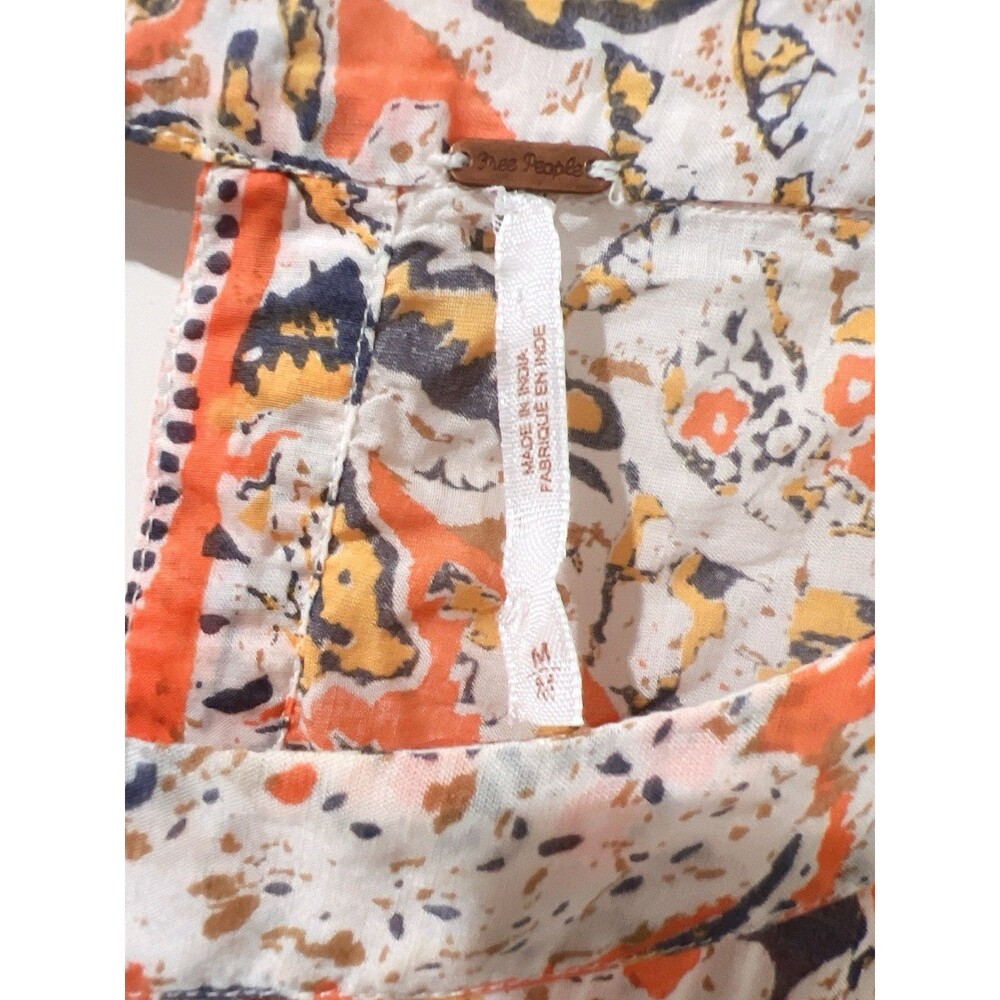 Free People Mini Pocket Dress Sun Ruffle Printed Long Sleeve Cut Out Back Button - Picture 11 of 12